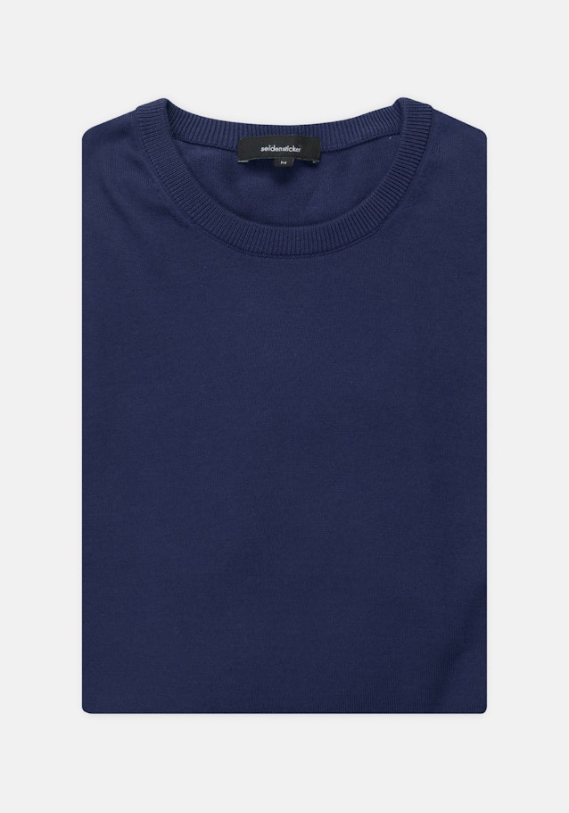 Crew Neck Pullover Tailored in Medium Blue |  Seidensticker Onlineshop