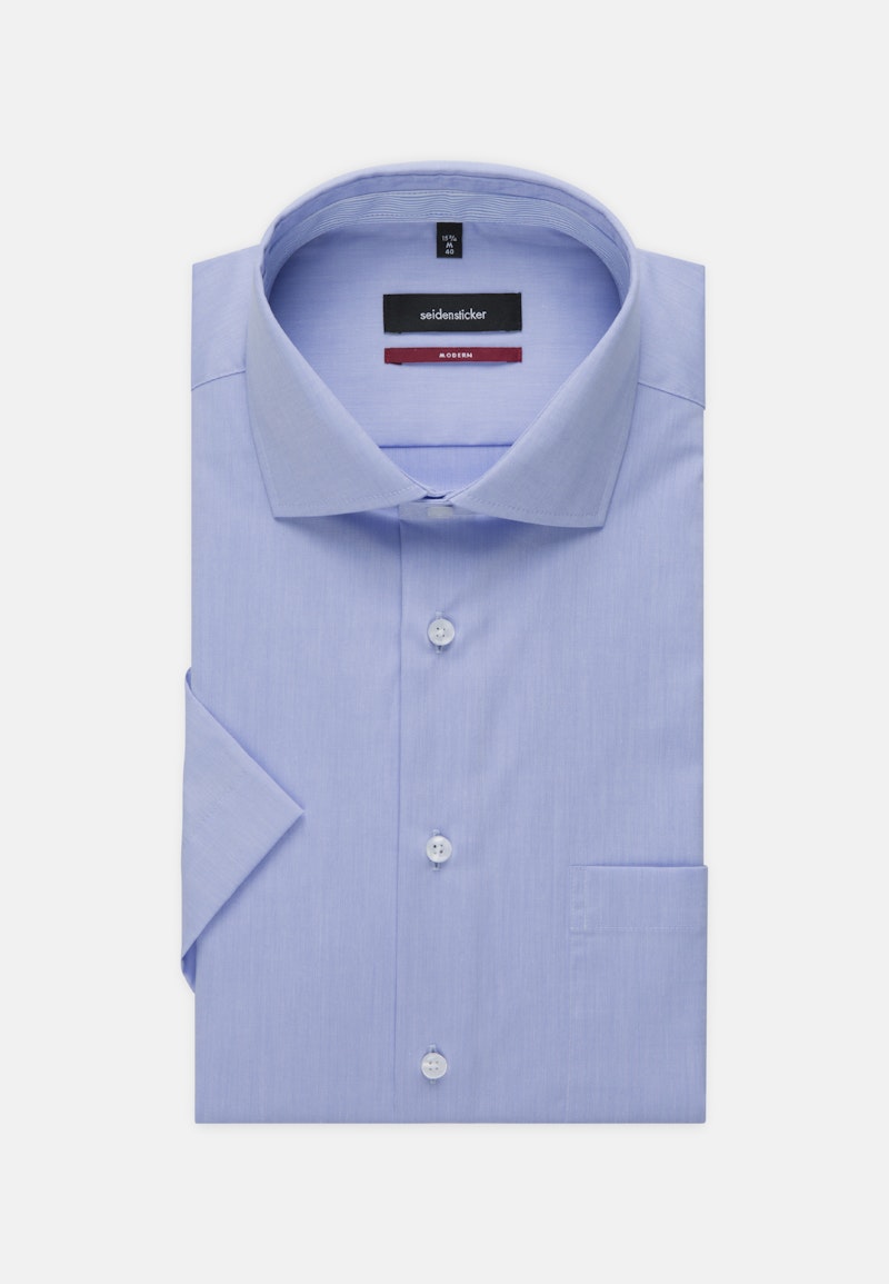 Non-iron Chambray Short sleeve Business Shirt in Regular with Kent-Collar