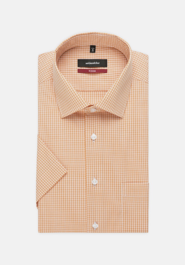 Non-iron Poplin Short sleeve Business Shirt in Regular with Kent-Collar in Orange |  Seidensticker Onlineshop