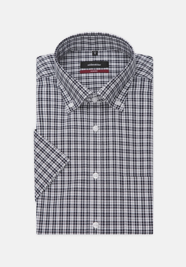 Non-iron Poplin Short sleeve Business Shirt in Regular with Button-Down-Collar in Dark Blue |  Seidensticker Onlineshop