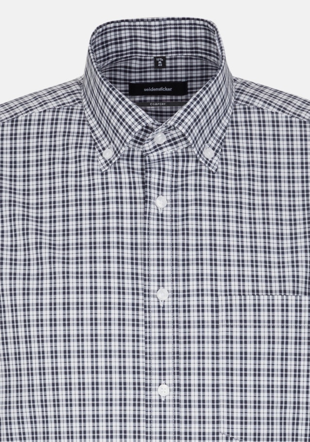 Non-iron Poplin Short sleeve Business Shirt in Regular with Button-Down-Collar in Dark Blue |  Seidensticker Onlineshop