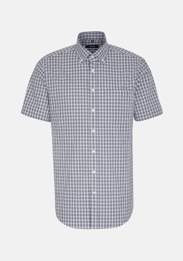 Non-iron Poplin Short sleeve Business Shirt in Regular with Button-Down-Collar in Dark Blue |  Seidensticker Onlineshop