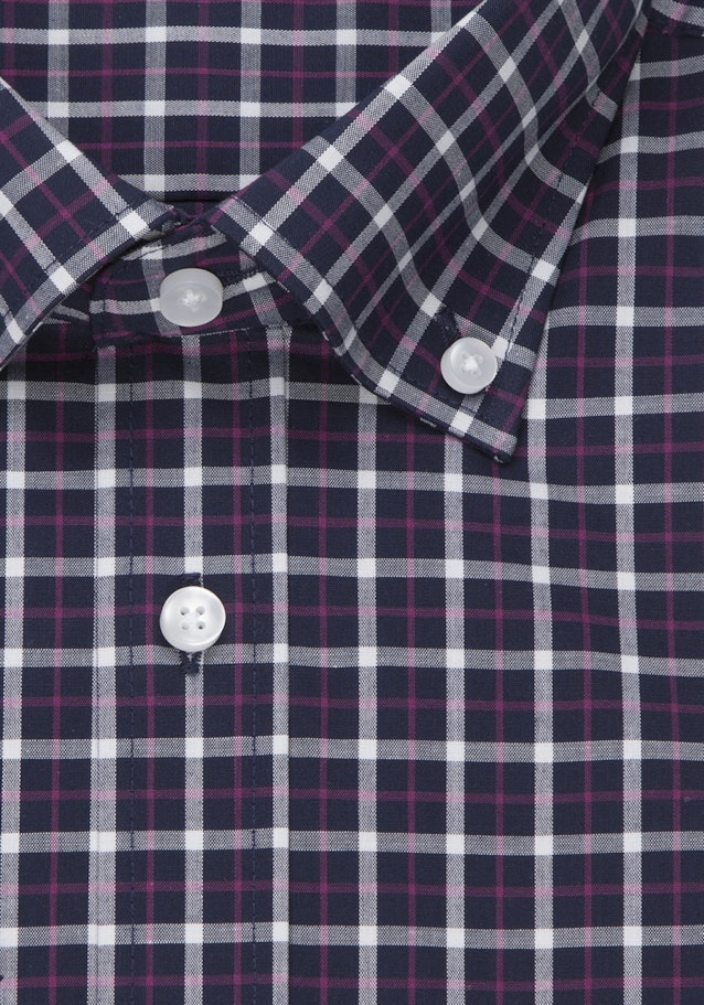 Non-iron Popeline Korte mouwen Business overhemd in Regular with Button-Down-Kraag in Donkerblauw |  Seidensticker Onlineshop