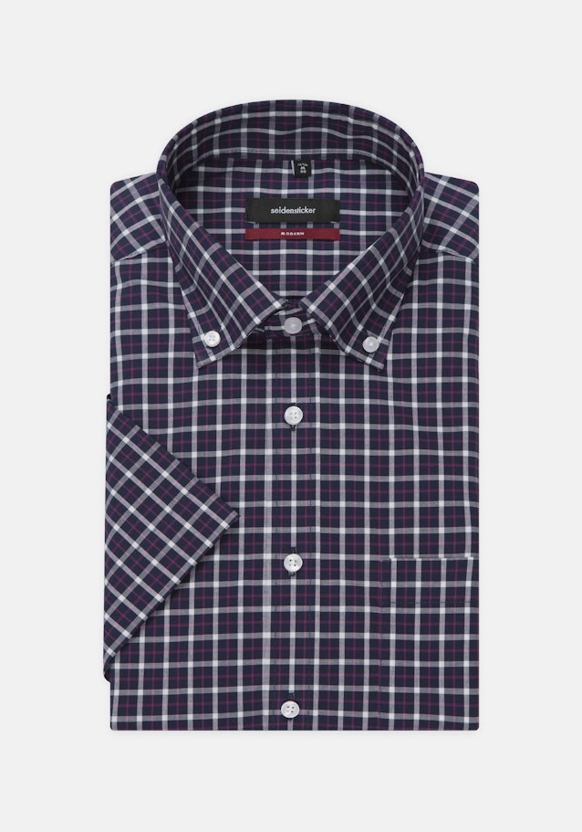 Bügelfreies Popeline Kurzarm Business Hemd in Regular mit Button-Down-Kragen in Dunkelblau |  Seidensticker Onlineshop