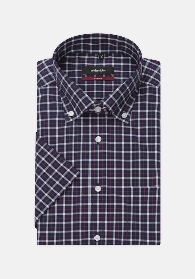 Non-iron Poplin Short sleeve Business Shirt in Regular with Button-Down-Collar in Dark Blue |  Seidensticker Onlineshop