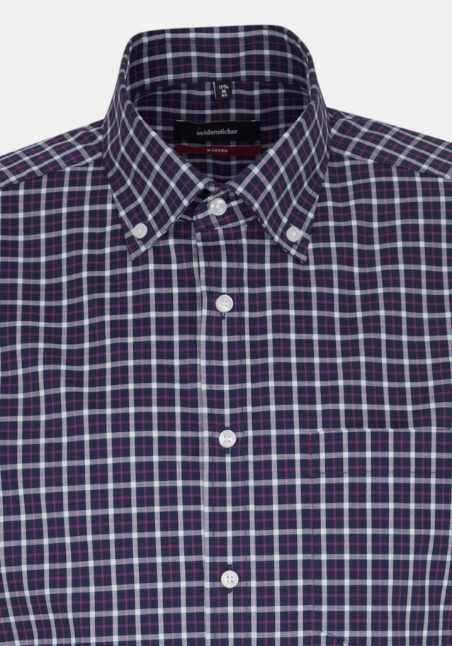 Non-iron Popeline Korte mouwen Business overhemd in Regular with Button-Down-Kraag in Donkerblauw |  Seidensticker Onlineshop