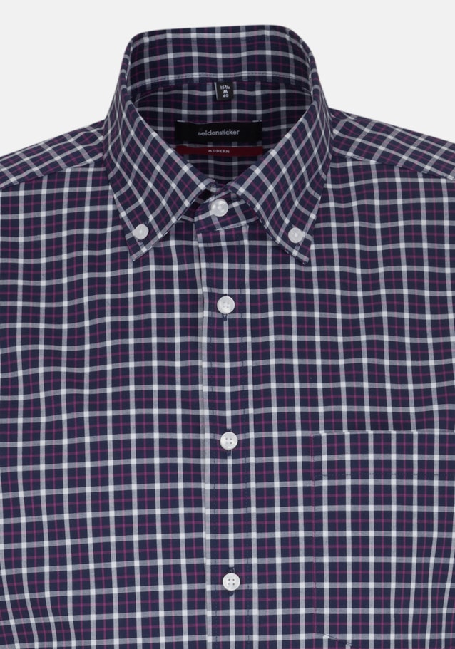 Non-iron Poplin Short sleeve Business Shirt in Regular with Button-Down-Collar in Dark Blue |  Seidensticker Onlineshop