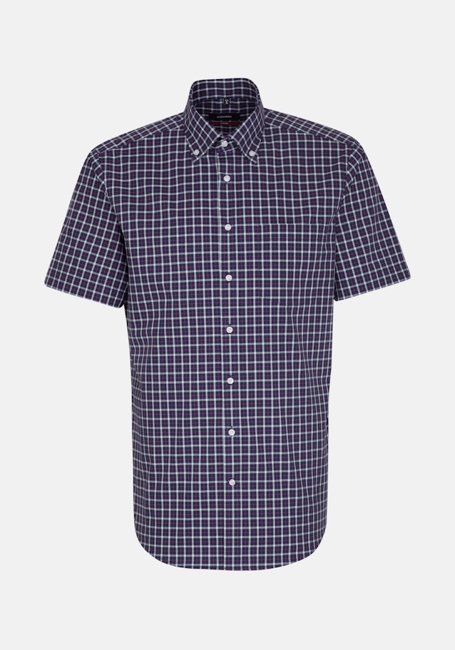 Non-iron Poplin Short sleeve Business Shirt in Regular with Button-Down-Collar in Dark Blue |  Seidensticker Onlineshop