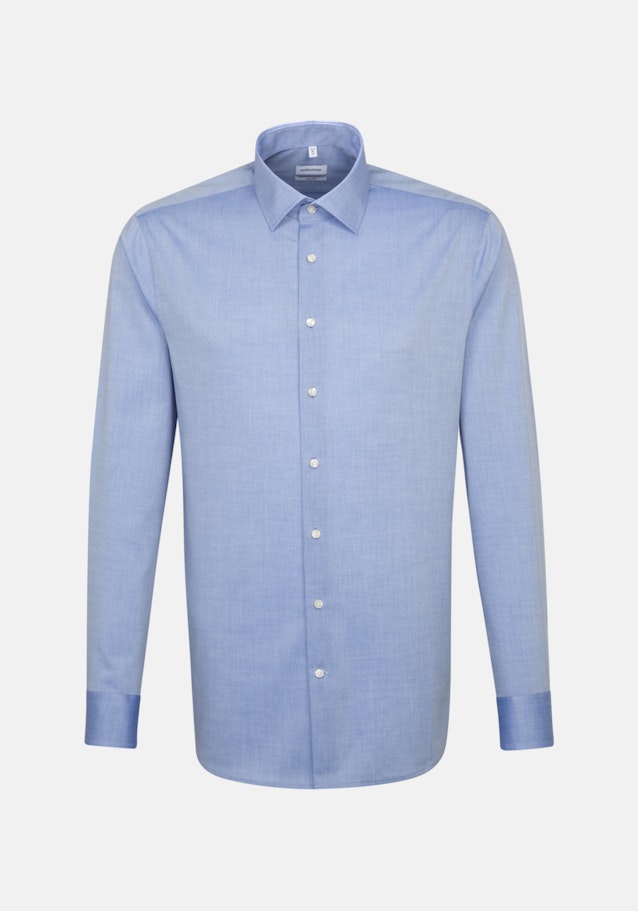 Bügelfreies Chambray Business Hemd in Shaped mit Kentkragen in Mittelblau |  Seidensticker Onlineshop