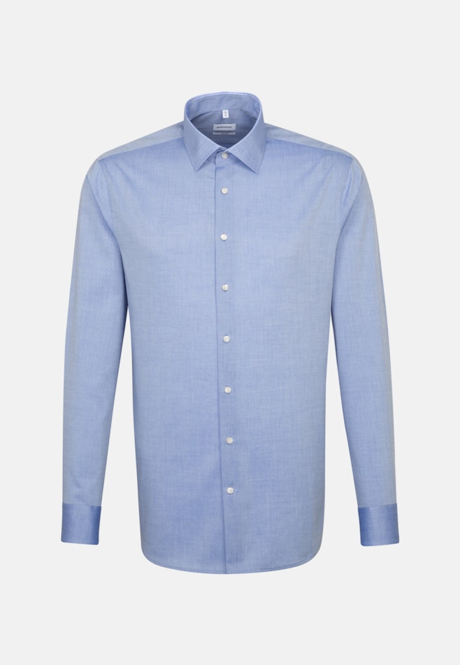 Non-iron Chambray Business Shirt in Shaped with Kent-Collar in Medium blue | Seidensticker online shop