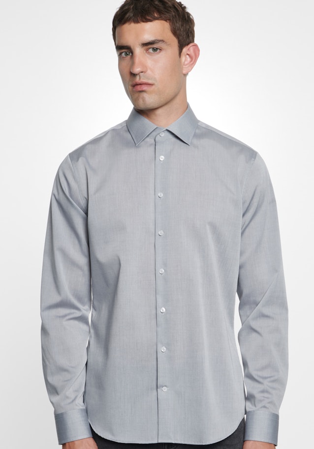 Non-iron Chambray Business Shirt in Shaped with Kent-Collar in Grey |  Seidensticker Onlineshop