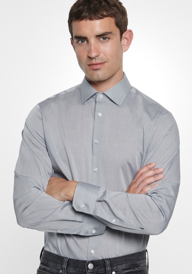 Chemise Business Shaped Chambray Col Kent in Gris |  Seidensticker Onlineshop