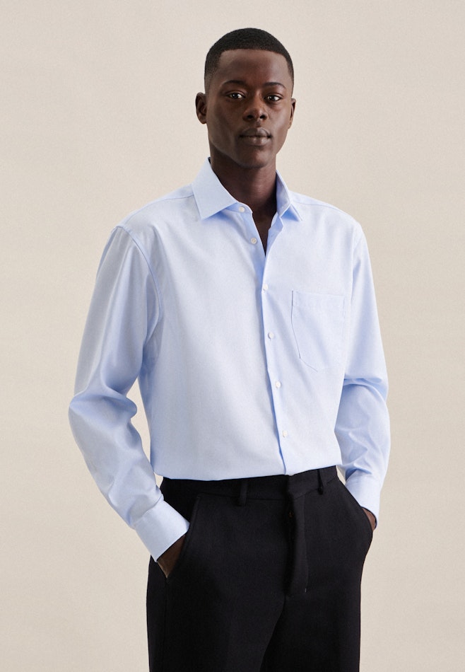 Non-iron Poplin Business Shirt in Comfort with Kent-Collar in Light Blue | Seidensticker Onlineshop