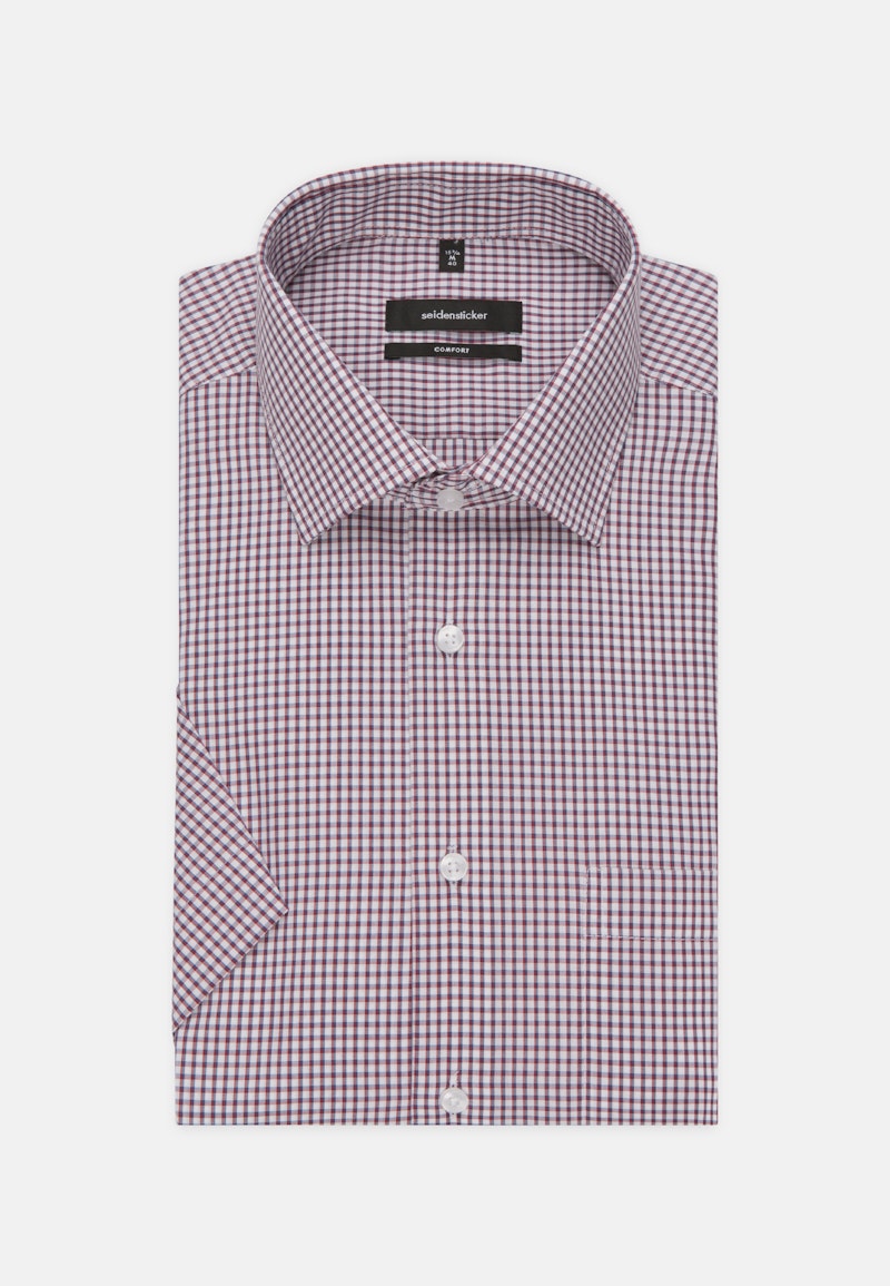 Non-iron Poplin Short sleeve Business Shirt in Comfort with Kent-Collar