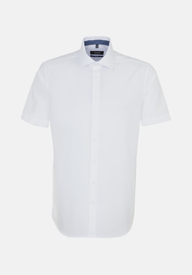 Non-iron Popeline Korte mouwen Business overhemd in Shaped with Kentkraag in Wit |  Seidensticker Onlineshop