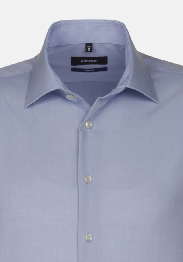 Non-iron Chambray korte arm Business overhemd in Shaped with Kentkraag in Middelmatig Blauw |  Seidensticker Onlineshop