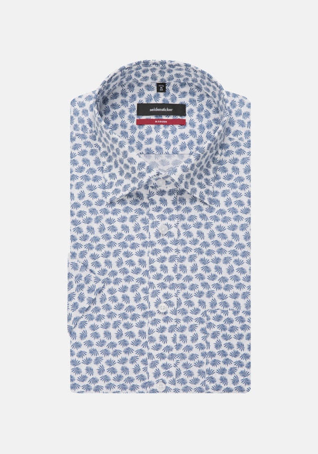 Popeline Kurzarm Business Hemd in Regular mit Covered-Button-Down-Kragen in Mittelblau |  Seidensticker Onlineshop