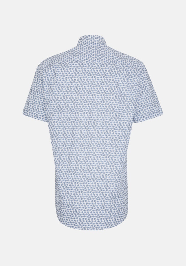 Popeline Korte mouwen Business overhemd in Regular with Covered Button-Down-Kraag in Middelmatig Blauw |  Seidensticker Onlineshop