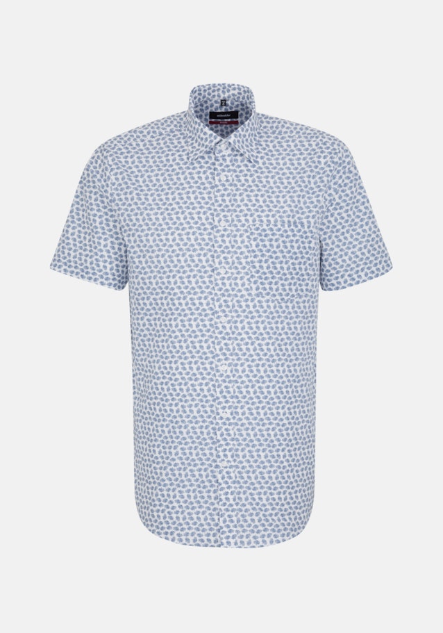 Popeline Kurzarm Business Hemd in Regular mit Covered-Button-Down-Kragen in Mittelblau |  Seidensticker Onlineshop