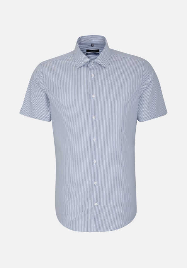 Non-iron Poplin Short sleeve Business Shirt in Shaped with Kent-Collar in Medium Blue |  Seidensticker Onlineshop