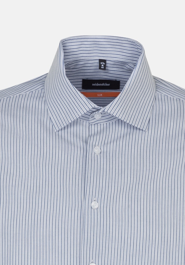 Bügelleichtes Popeline Business Hemd in Slim mit Kentkragen in Mittelblau |  Seidensticker Onlineshop