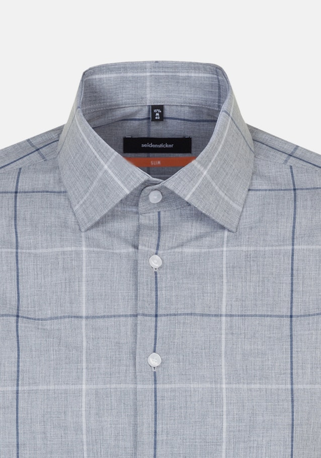 Bügelleichtes Melange Garne Business Hemd in Slim mit Kentkragen in Grau |  Seidensticker Onlineshop