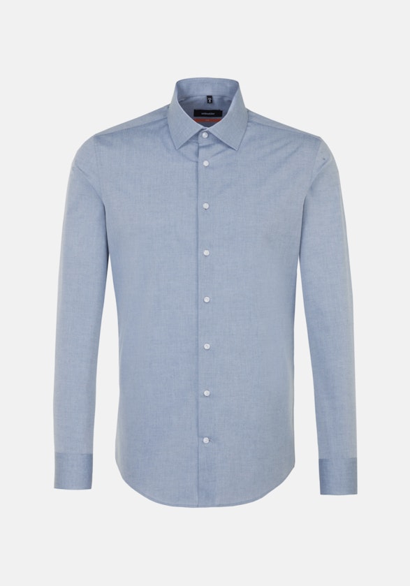 Bügelleichtes Melange Garne Business Hemd in Slim mit Kentkragen in Mittelblau |  Seidensticker Onlineshop