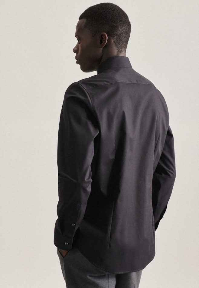 Non-iron Poplin Business Shirt in Slim with Kent-Collar in Black | Seidensticker online shop