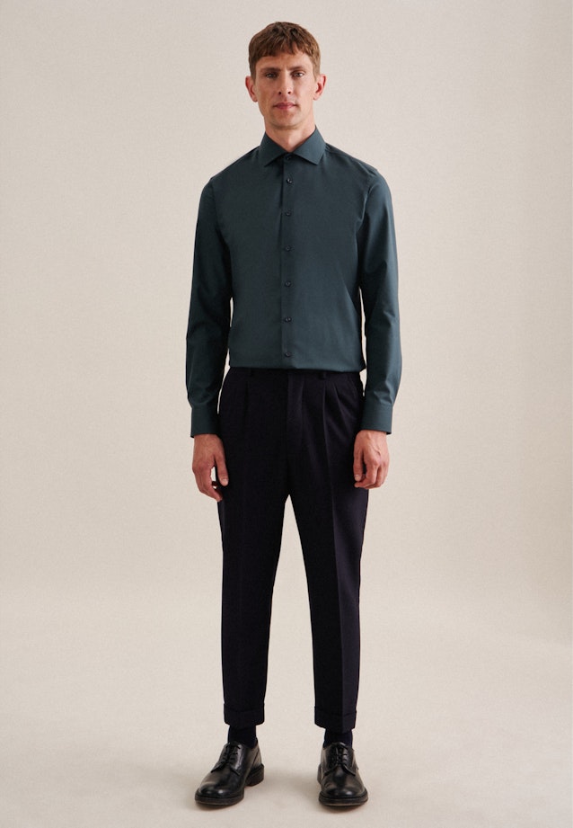 Non-iron Poplin Business Shirt in Slim with Kent-Collar in Grün |  Seidensticker Onlineshop