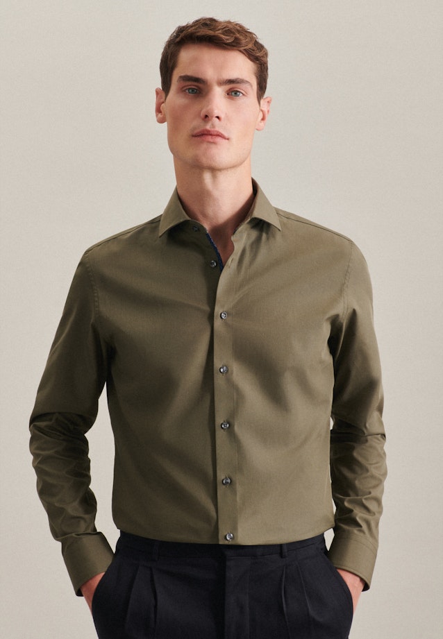 Non-iron Poplin Business Shirt in Slim with Kent-Collar in Green |  Seidensticker Onlineshop