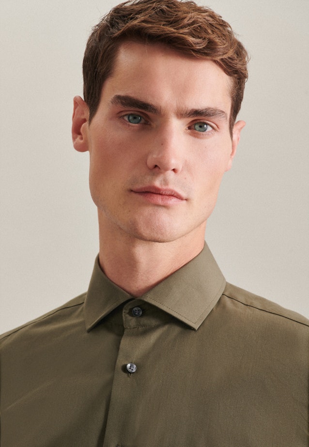 Non-iron Poplin Business Shirt in Slim with Kent-Collar in Green |  Seidensticker Onlineshop