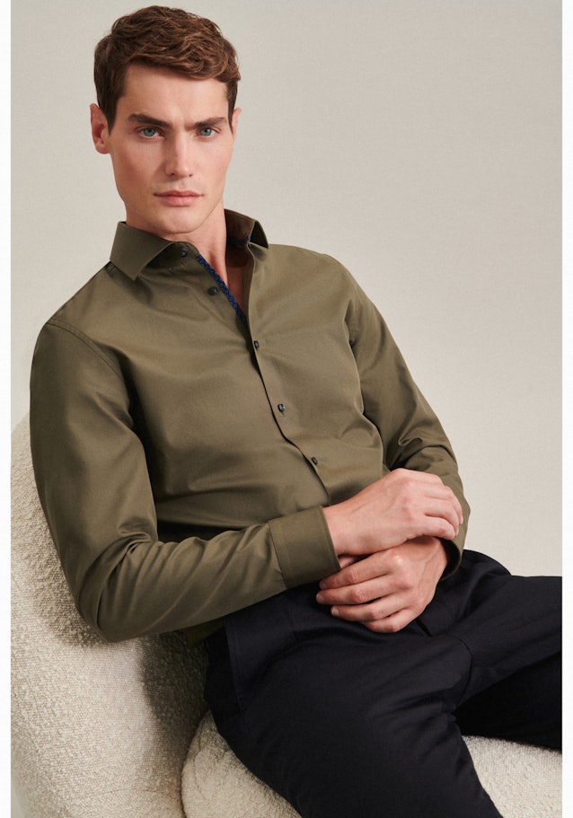 Slim Chemise d'affaires Uni in Vert | Seidensticker Onlineshop