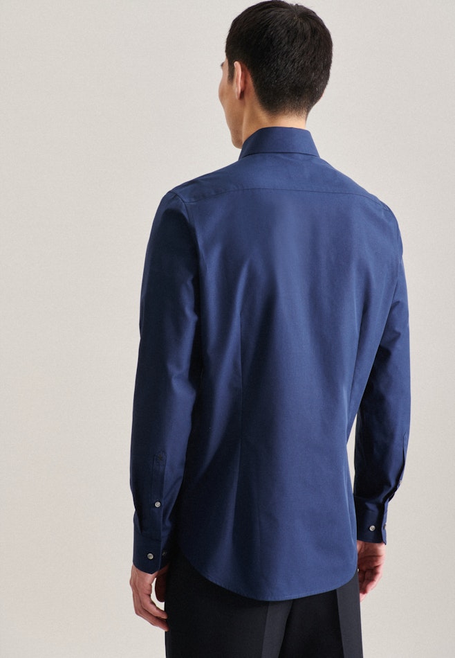 Non-iron Poplin Business Shirt in Slim with Kent-Collar in Dark Blue | Seidensticker online shop