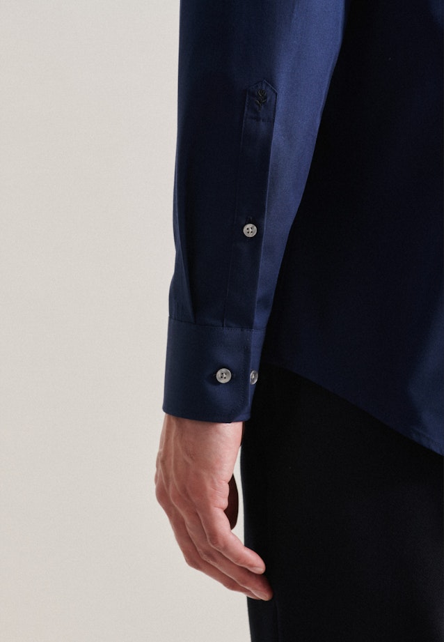 Non-iron Poplin Business Shirt in Slim with Kent-Collar in Dark Blue |  Seidensticker Onlineshop