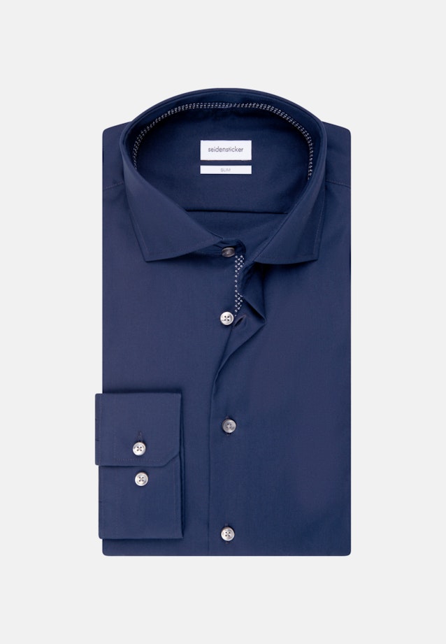 Non-iron Poplin Business Shirt in Slim with Kent-Collar in Dark Blue |  Seidensticker Onlineshop