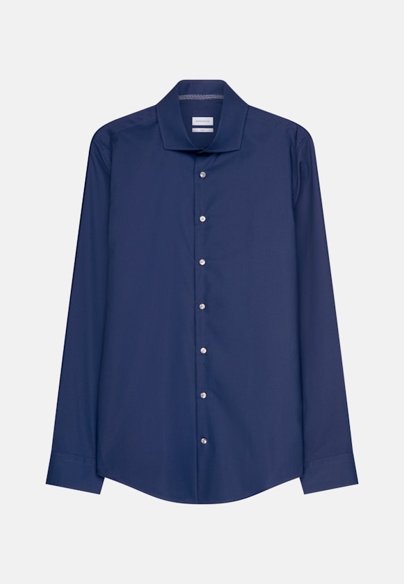 Non-iron Poplin Business Shirt in Slim with Kent-Collar in Dark Blue |  Seidensticker Onlineshop