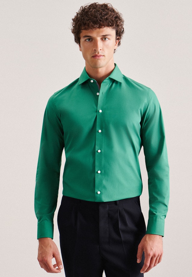 Non-iron Poplin Business Shirt in Slim with Kent-Collar in Grün |  Seidensticker Onlineshop