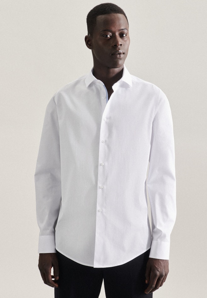 Chemise Business Slim Popeline Col Kent dans Blanc | Boutique en ligne Seidensticker