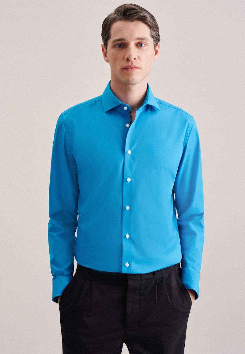 Non-iron Poplin Business Shirt in Slim with Kent-Collar