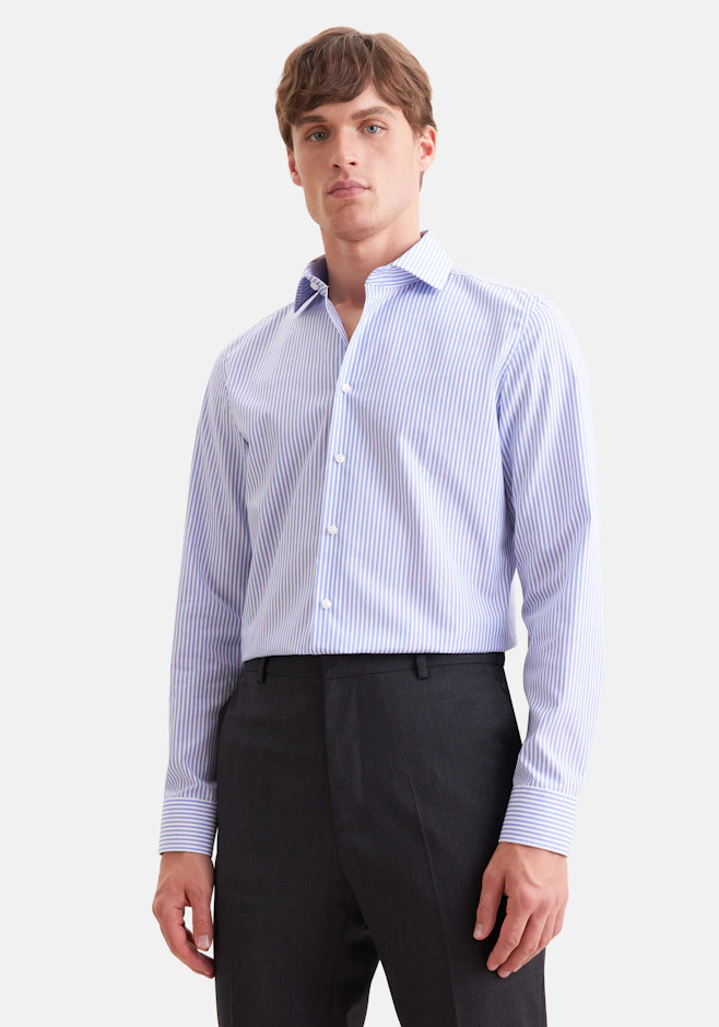 Slim Business Hemd Gestreift in Mittelblau | Seidensticker Onlineshop