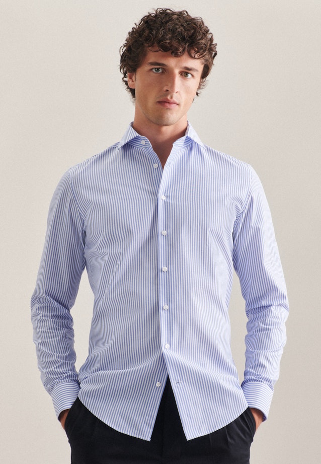 Non-iron Poplin Business Shirt in Slim with Kent-Collar in Hellblau |  Seidensticker Onlineshop