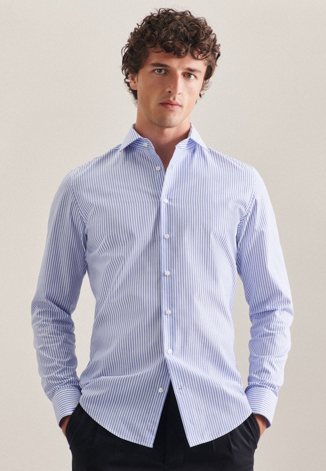 Non-iron Poplin Business Shirt in Slim with Kent-Collar in Light Blue | Seidensticker online shop