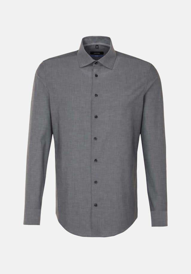 Non-iron Chambray Business Shirt in Shaped with Kent-Collar in Grey |  Seidensticker Onlineshop