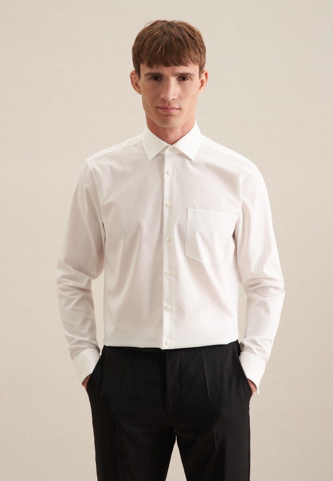 Non-iron Poplin Business Shirt in Regular with Kent-Collar in Ecru | Seidensticker online shop