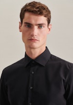 Non-iron Poplin Short sleeve Business Shirt in Slim with Kent-Collar in Black |  Seidensticker Onlineshop