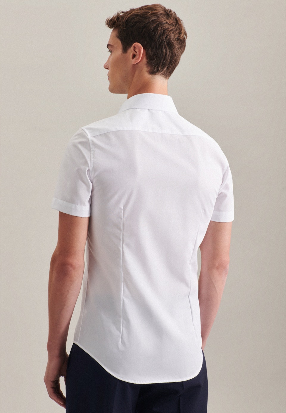 Herren Bügelfreies Popeline Kurzarm Business Hemd in Slim mit Kentkragen  weiß | Seidensticker | Klassische Hemden