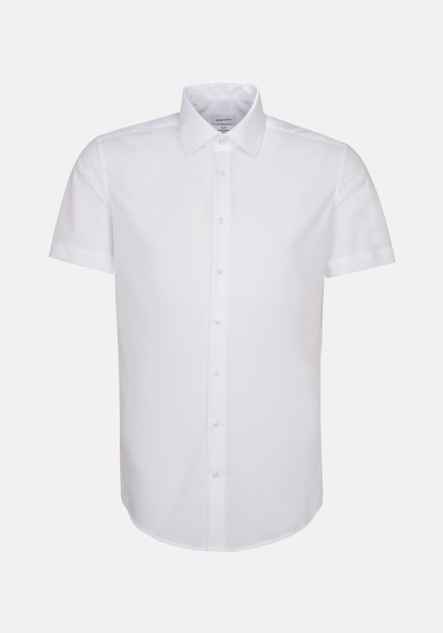 Non-iron Poplin Short sleeve Business Shirt in Slim with Kent-Collar in White |  Seidensticker Onlineshop
