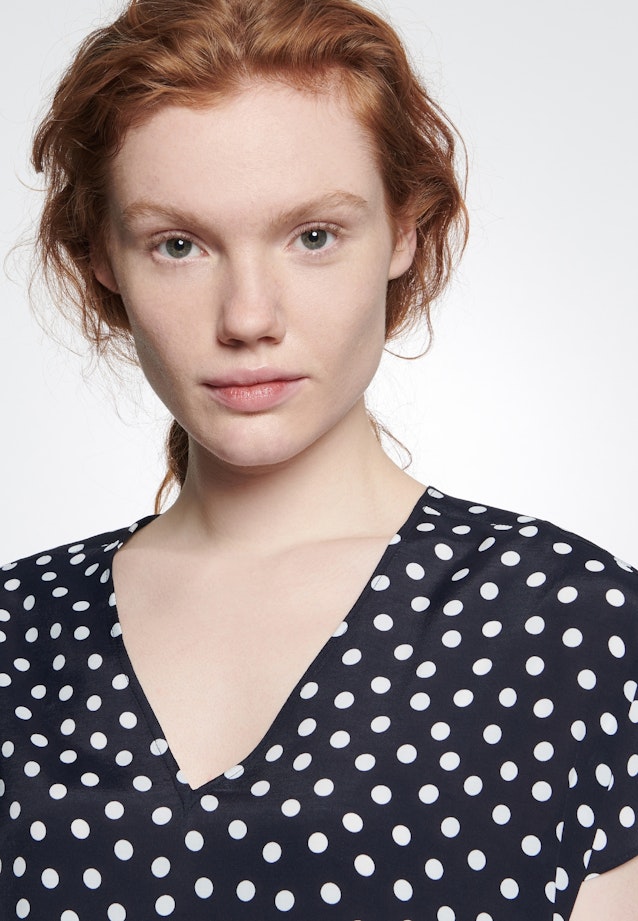 Regular fit Shirtbluse Punkte in Dunkelblau |  Seidensticker Onlineshop