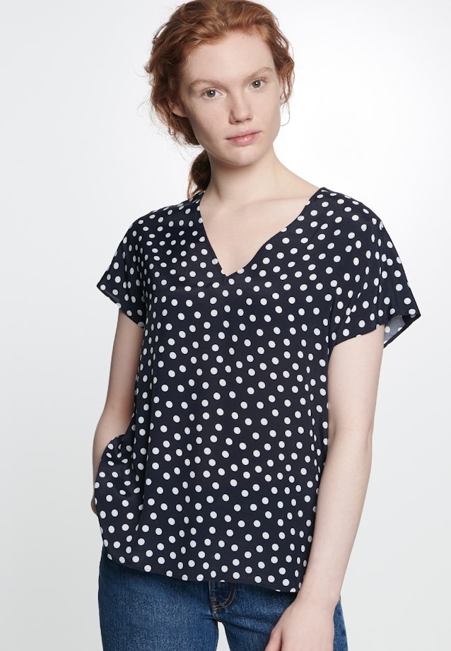 Regular fit Shirtbluse Punkte in Dunkelblau |  Seidensticker Onlineshop