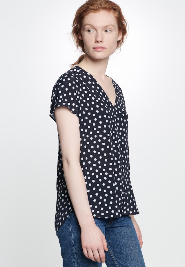 Regular fit Shirtbluse Punkte in Dunkelblau |  Seidensticker Onlineshop
